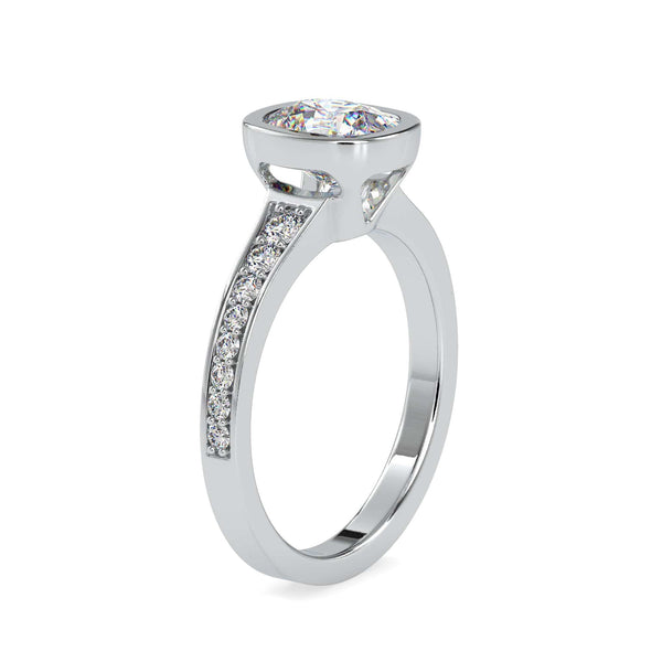 Jewelove™ Rings VS I / Women's Band only 30-Pointer Oval Cut Solitaire Platinum Diamond Shank Ring JL PT 0092