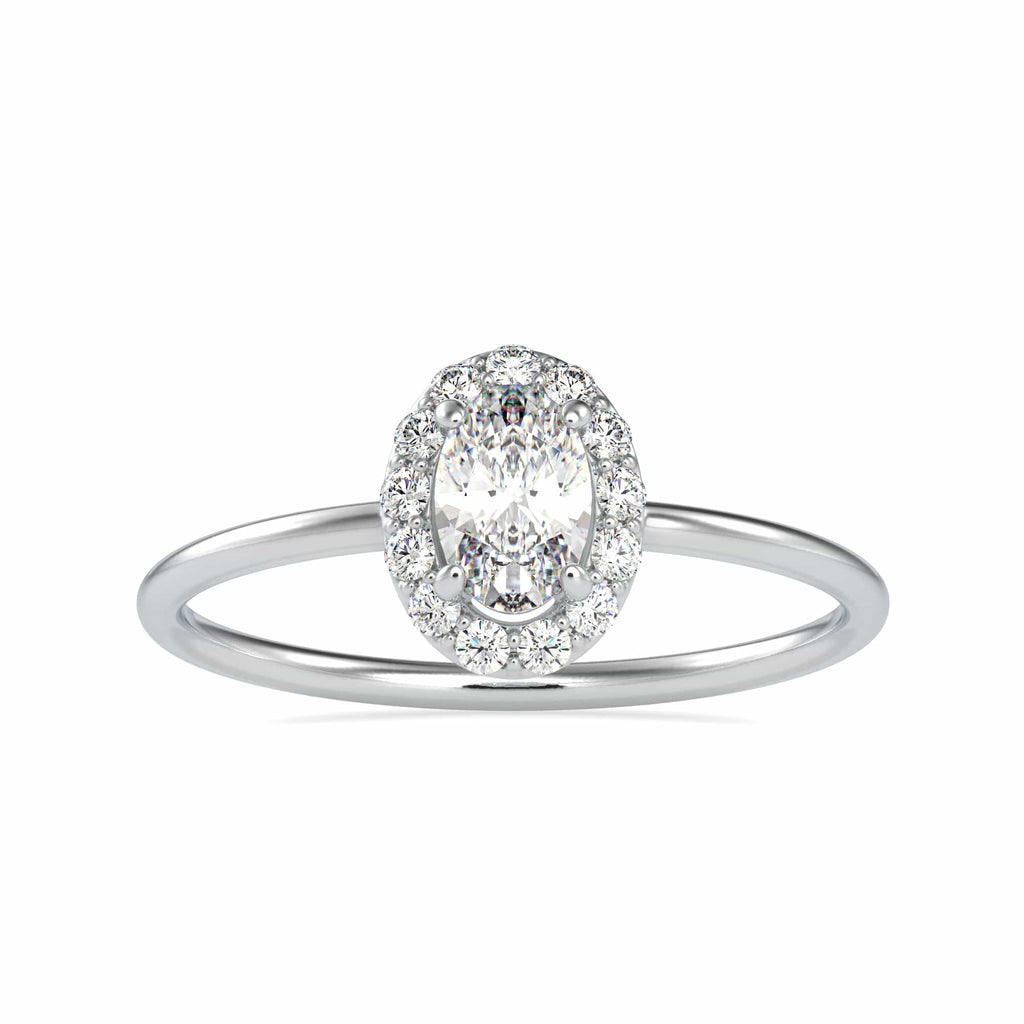 Jewelove™ Rings VS I / Women's Band only 30-Pointer Oval Cut Solitaire Platinum Halo Diamond Ring JL PT 0626