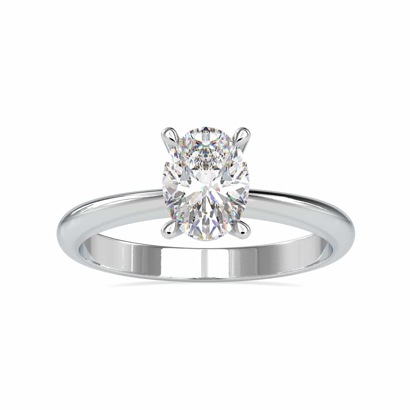 Jewelove™ Rings VS I / Women's Band only 30-Pointer Oval Cut Solitaire Platinum Ring JL PT 0016