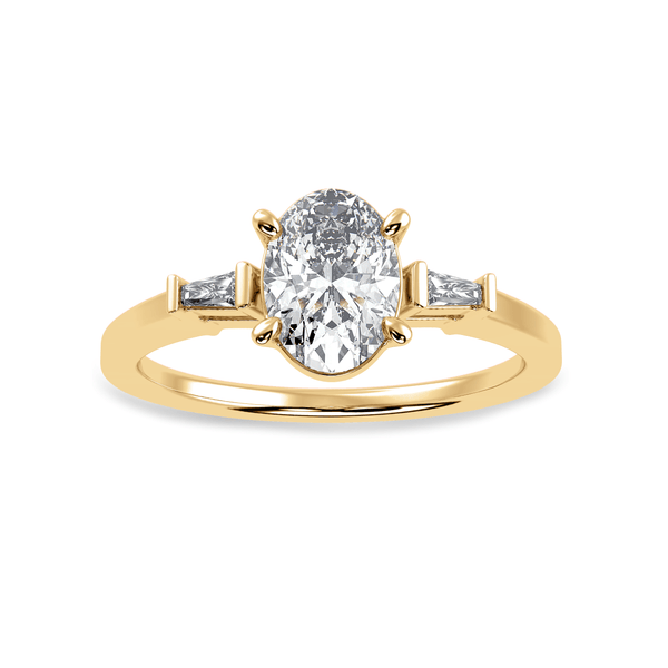 Jewelove™ Rings Women's Band only / VS I 30-Pointer  Oval Cut Solitaire with Baguette Diamond Accents 18K Yellow Gold Ring JL AU 1226Y