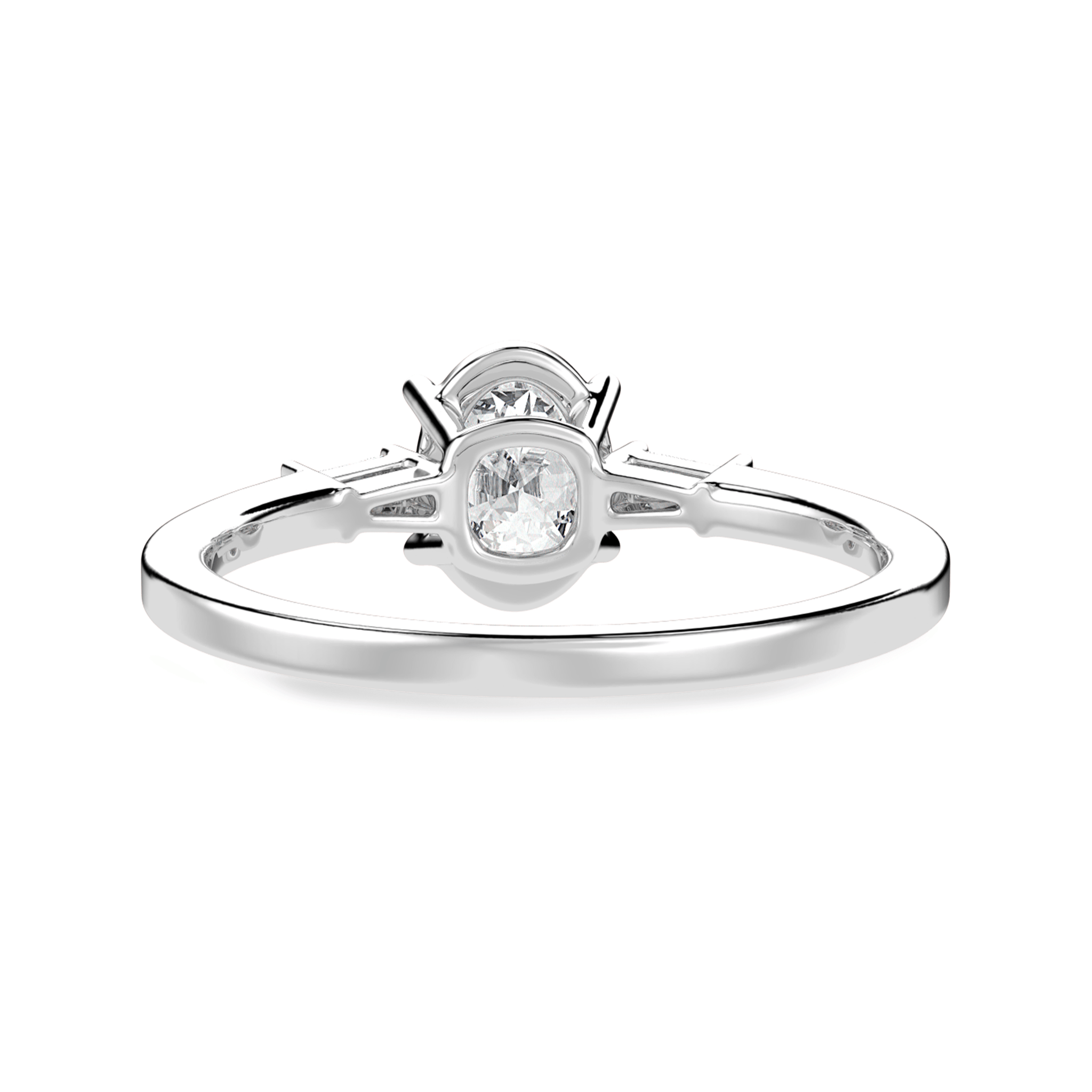 Jewelove™ Rings I VS / Women's Band only 30-Pointer Oval Cut Solitaire with Baguette Diamond Accents Platinum Ring JL PT 1226