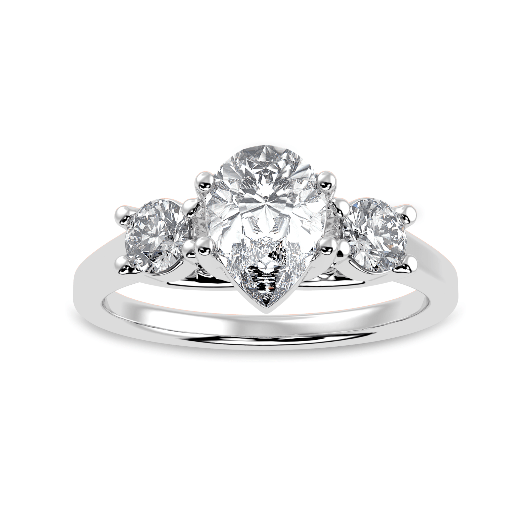 Jewelove™ Rings I VS / Women's Band only 30-Pointer Pear Cut Solitaire Diamond Accents Platinum Ring JL PT 1235