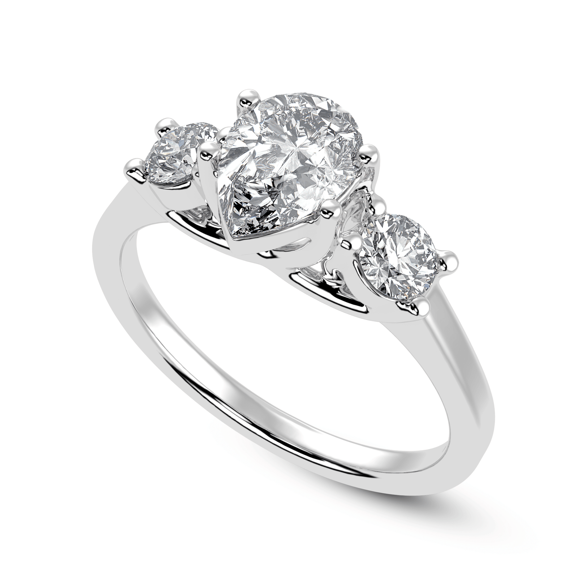 Jewelove™ Rings I VS / Women's Band only 30-Pointer Pear Cut Solitaire Diamond Accents Platinum Ring JL PT 1235