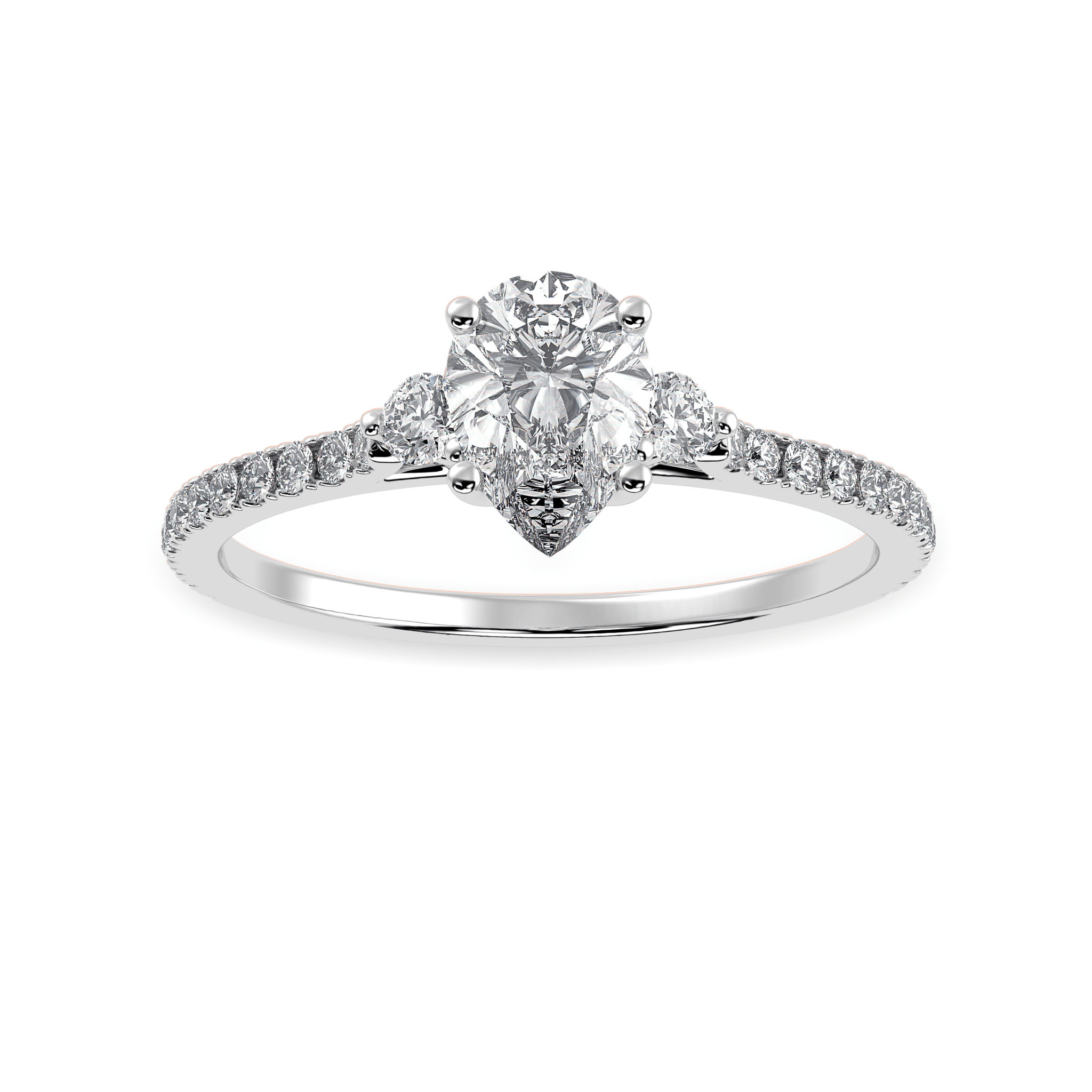 Jewelove™ Rings I VS / Women's Band only 30-Pointer Pear Cut Solitaire Diamond Accents Shank Platinum Ring JL PT 1245