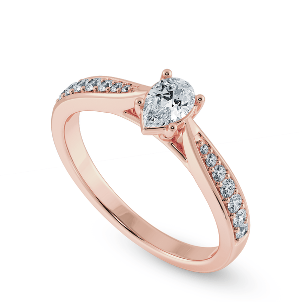 Jewelove™ Rings Women's Band only / VS I 30-Pointer Pear Cut Solitaire Diamond Shank 18K Rose Gold Ring JL AU 1284R