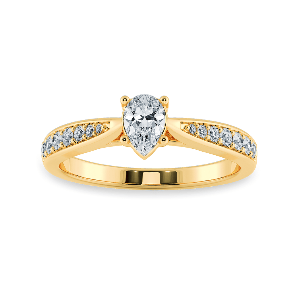 Jewelove™ Rings Women's Band only / VS I 30-Pointer Pear Cut Solitaire Diamond Shank 18K Yellow Gold Ring JL AU 1284Y