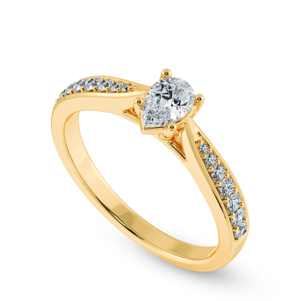 Jewelove™ Rings Women's Band only / VS I 30-Pointer Pear Cut Solitaire Diamond Shank 18K Yellow Gold Ring JL AU 1284Y