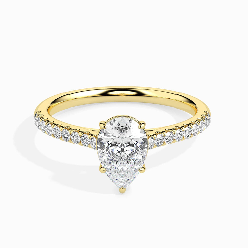 Jewelove™ Rings Women's Band only / VS I 30-Pointer Pear Cut Solitaire Diamond Shank 18K Yellow Gold Ring JL AU 19020Y