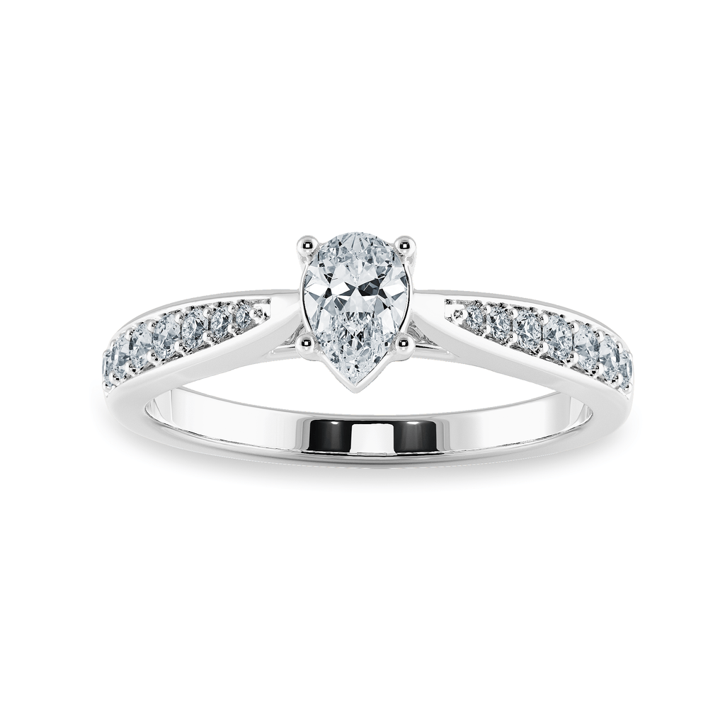 Jewelove™ Rings I VS / Women's Band only 30-Pointer Pear Cut Solitaire Diamond Shank Platinum Ring JL PT 1284