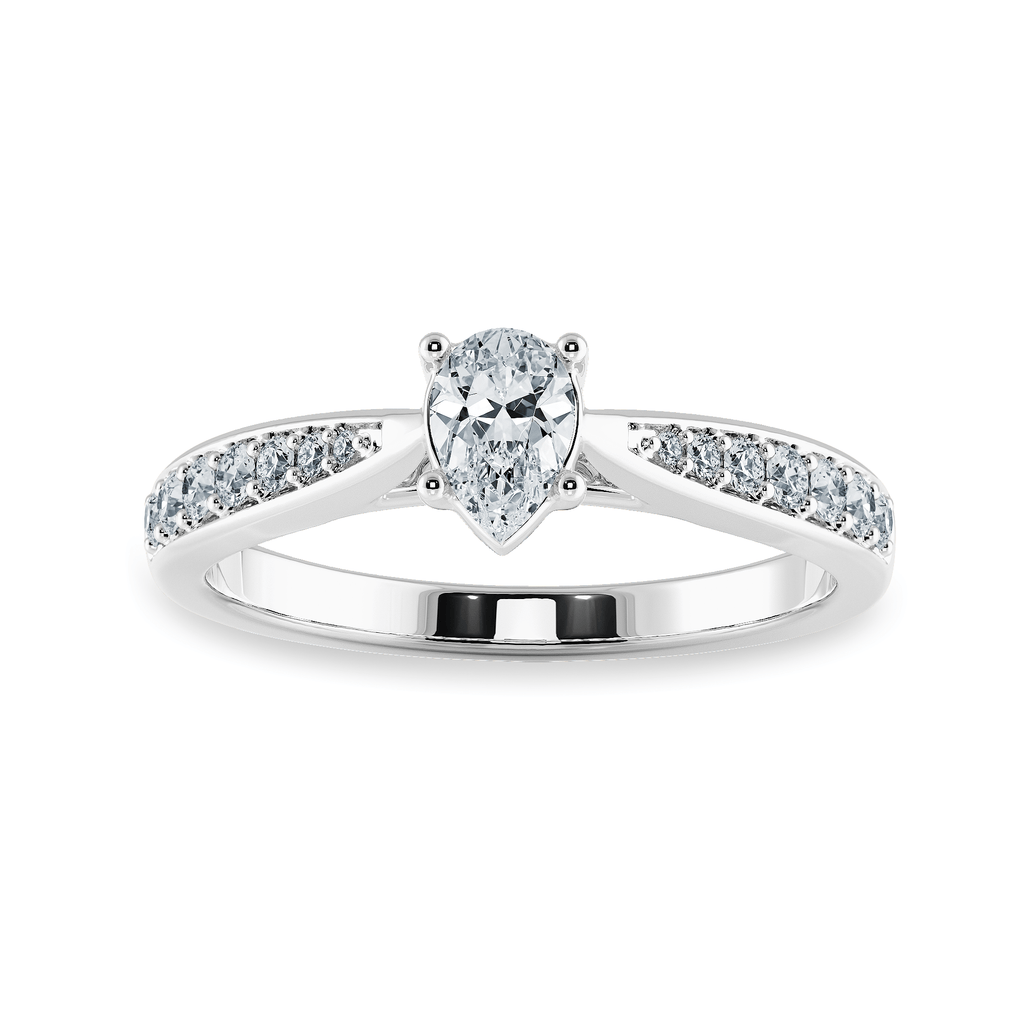 30 Pointer 30-Pointer Pear Cut Solitaire Diamond Shank Platinum Ring JL PT 1284 ...