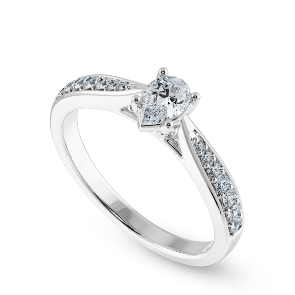 Jewelove™ Rings I VS / Women's Band only 30-Pointer Pear Cut Solitaire Diamond Shank Platinum Ring JL PT 1284