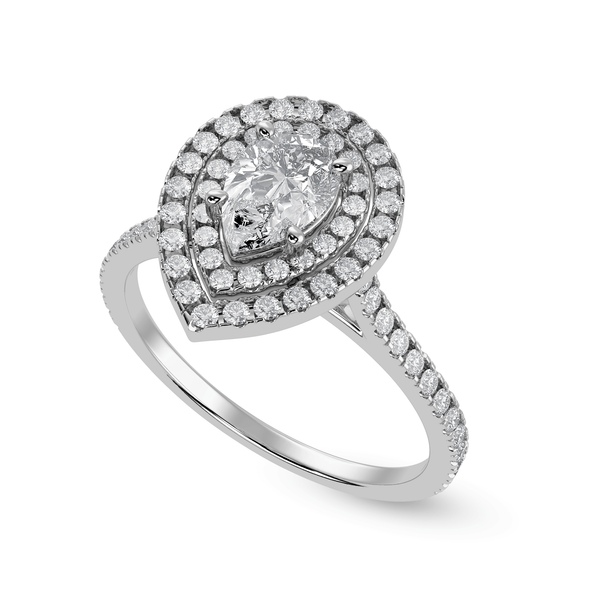 Jewelove™ Rings I VS / Women's Band only 30-Pointer Pear Cut Solitaire Double Halo Diamond Shank Platinum Ring JL PT 1300