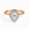 Jewelove™ Rings Women's Band only / VS I 30-Pointer Pear Cut Solitaire Halo Diamond 18K Rose Gold Ring JL AU 19030R