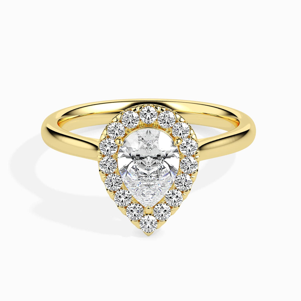 Jewelove™ Rings Women's Band only / VS I 30-Pointer Pear Cut Solitaire Halo Diamond 18K Yellow Gold Ring JL AU 19030Y