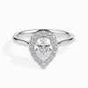 Jewelove™ Rings I VS / Women's Band only 30-Pointer Pear Cut Solitaire Halo Diamond Platinum Ring JL PT 19030
