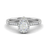 Jewelove™ Rings I VS / Women's Band only 30-Pointer Pear Cut Solitaire Halo Diamond Shank Platinum Ring JL PT SF1749