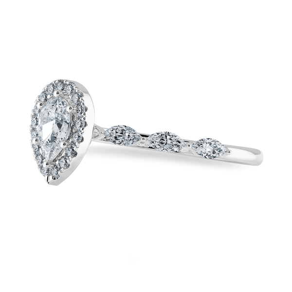 Jewelove™ Rings I VS / Women's Band only 30-Pointer Pear Cut Solitaire Halo Diamonds with Marquise Diamonds Accents  Platinum Ring JL PT 1276