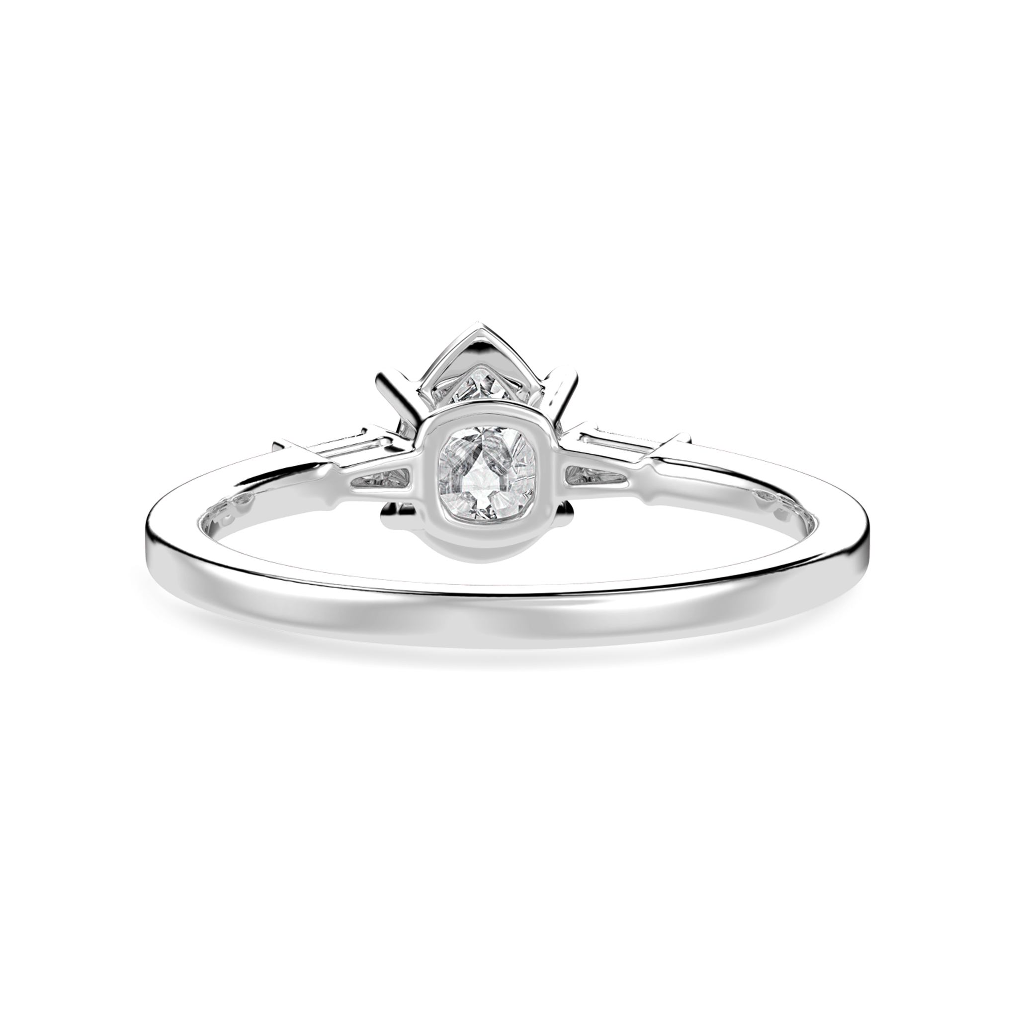 Jewelove™ Rings I VS / Women's Band only 30-Pointer Pear Cut Solitaire with Baguette Diamond Accents Platinum Ring JL PT 1227