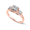 Jewelove™ Rings Women's Band only / VS I 30-Pointer Princess Cut Solitaire Diamond Accents 18K Rose Gold Ring JL AU 1230R