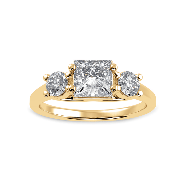 Jewelove™ Rings Women's Band only / VS I 30-Pointer Princess Cut Solitaire Diamond Accents 18K Yellow Gold Ring JL AU 1230Y
