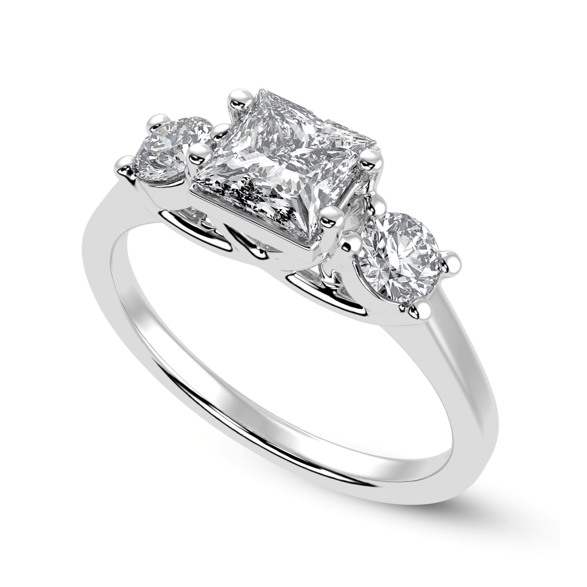 Jewelove™ Rings I VS / Women's Band only 30-Pointer Princess Cut Solitaire Diamond Accents Platinum Ring JL PT 1230