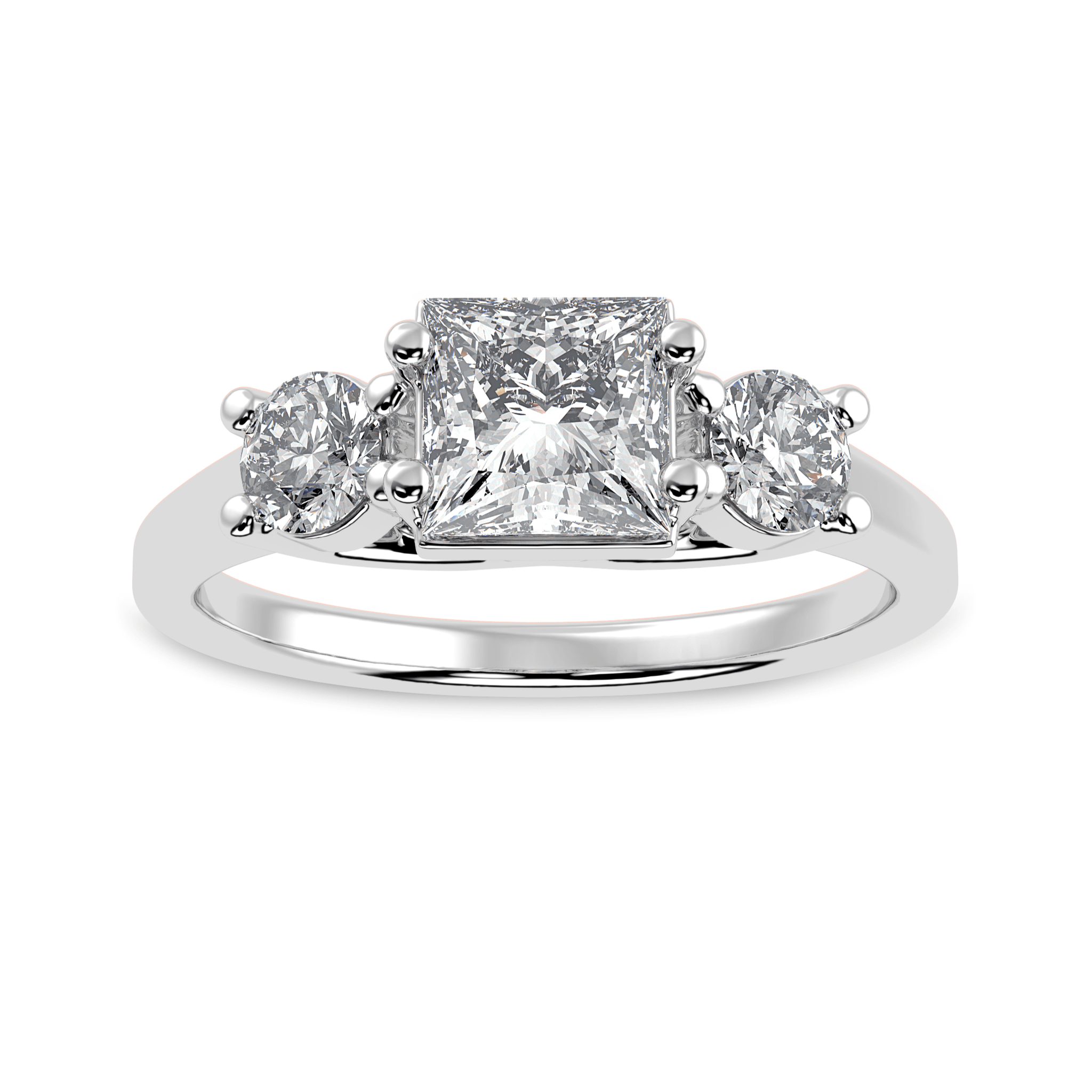Jewelove™ Rings I VS / Women's Band only 30-Pointer Princess Cut Solitaire Diamond Accents Platinum Ring JL PT 1230