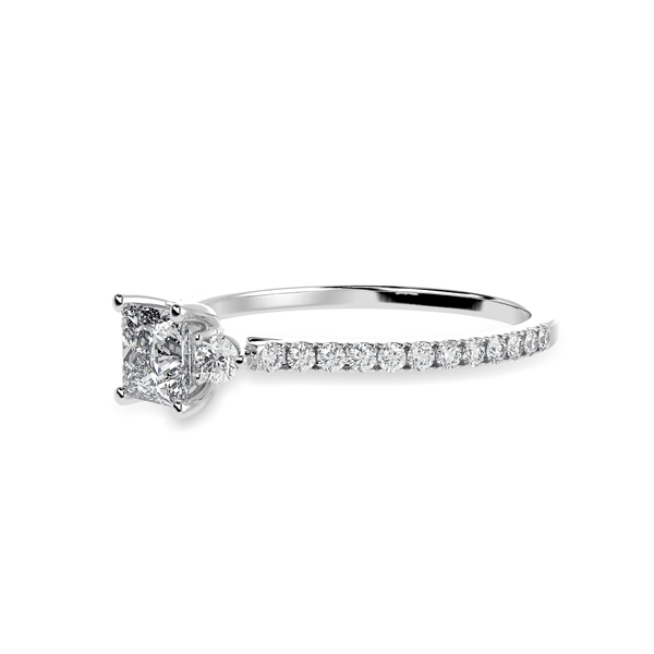 Jewelove™ Rings I VS / Women's Band only 30-Pointer Princess Cut Solitaire Diamond Accents Shank Platinum Ring JL PT 1240