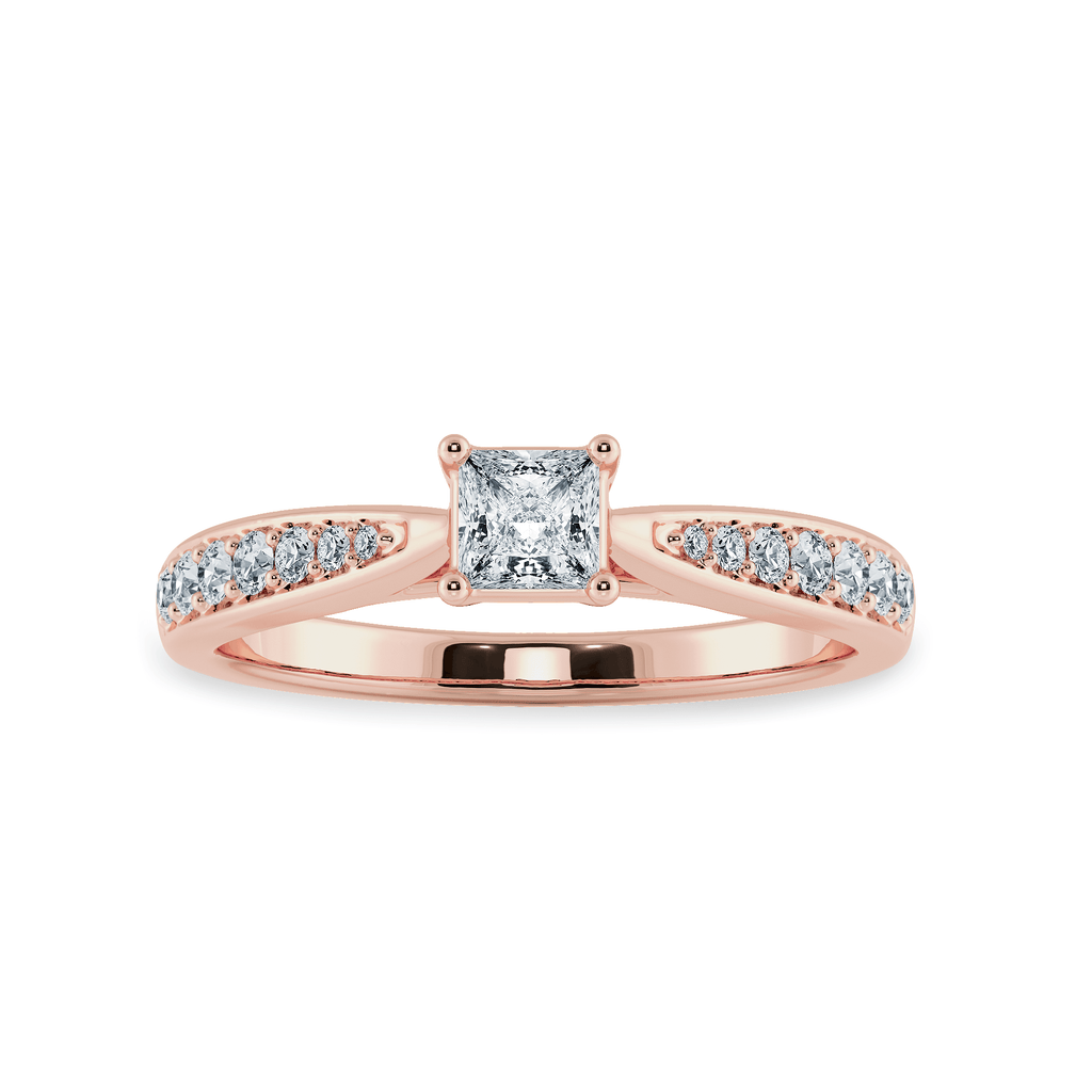 Jewelove™ Rings Women's Band only / VS I 30-Pointer Princess Cut Solitaire Diamond Shank 18K Rose Gold Ring JL AU 1285R