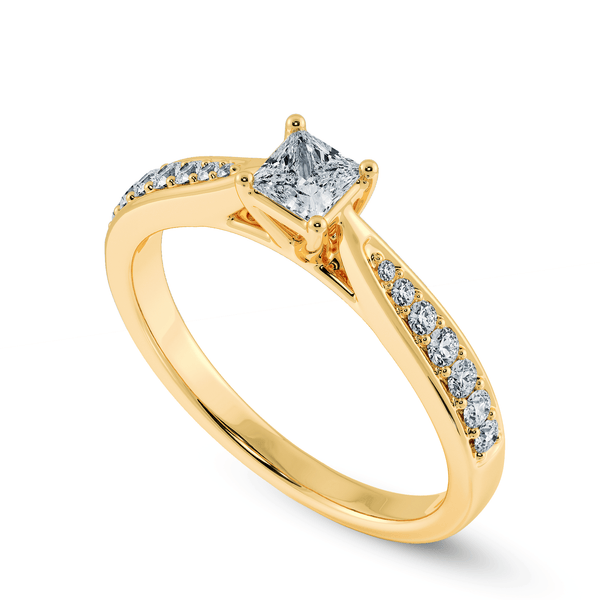 Jewelove™ Rings Women's Band only / VS I 30-Pointer Princess Cut Solitaire Diamond Shank 18K Yellow Gold Ring JL AU 1285Y