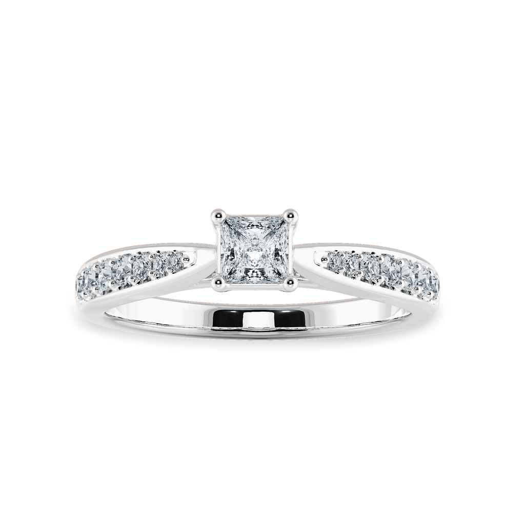 Jewelove™ Rings I VS / Women's Band only 30-Pointer Princess Cut Solitaire Diamond Shank Platinum Ring JL PT 1285