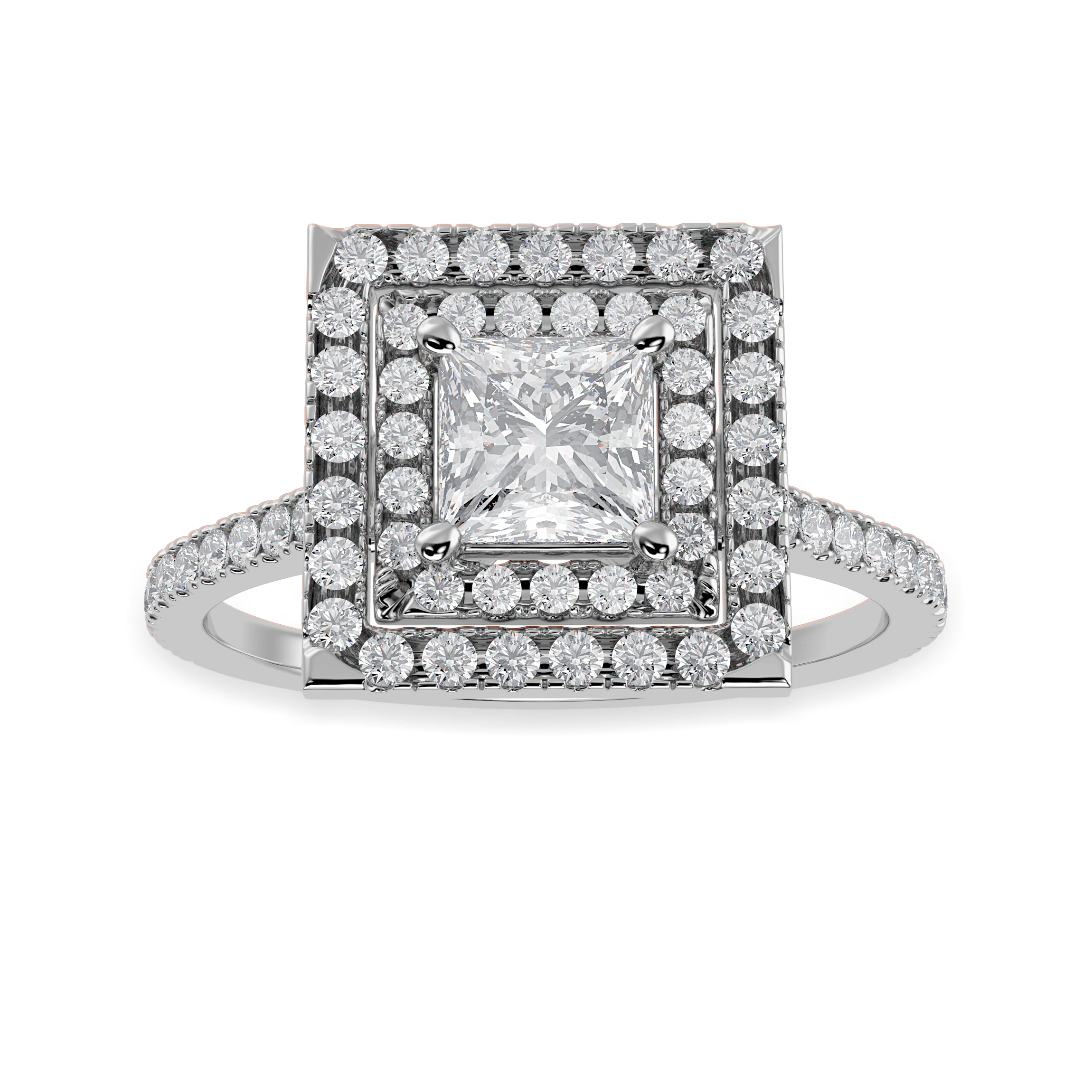 2.6ct Princess Cut Diamond Double Halo Frame Engagement Ring 14k White Gold  Over | eBay