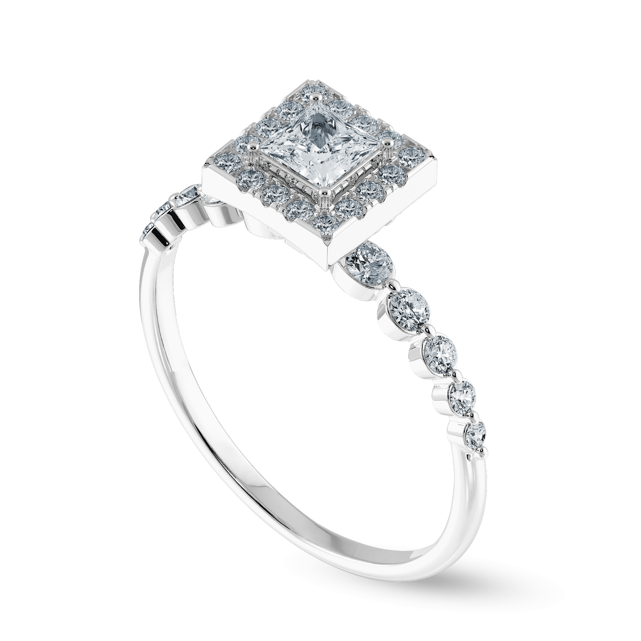 Jewelove™ Rings I VS / Women's Band only 30-Pointer Princess Cut Solitaire Halo Diamond Accents Platinum Ring JL PT 2003
