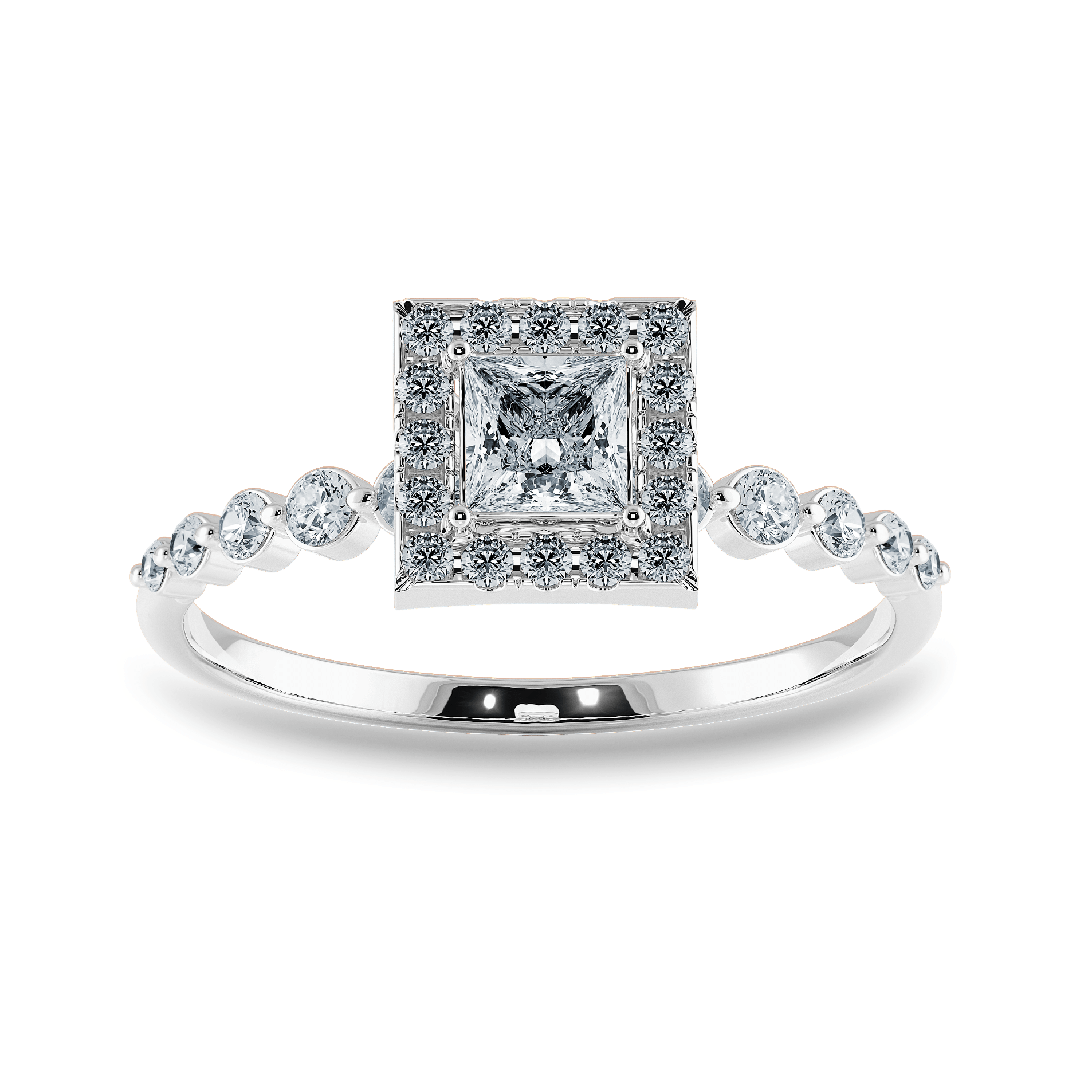 Jewelove™ Rings I VS / Women's Band only 30-Pointer Princess Cut Solitaire Halo Diamond Accents Platinum Ring JL PT 2003