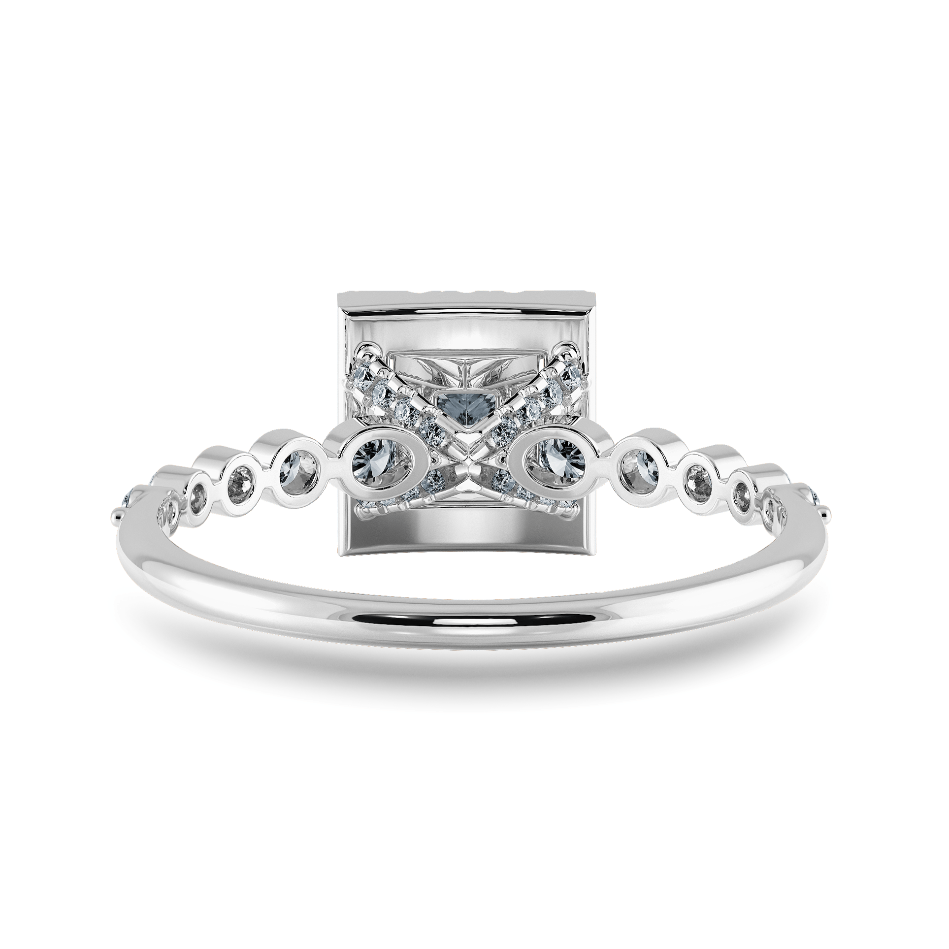 Jewelove™ Rings I VS / Women's Band only 30-Pointer Princess Cut Solitaire Halo Diamond Accents Platinum Ring JL PT 2003