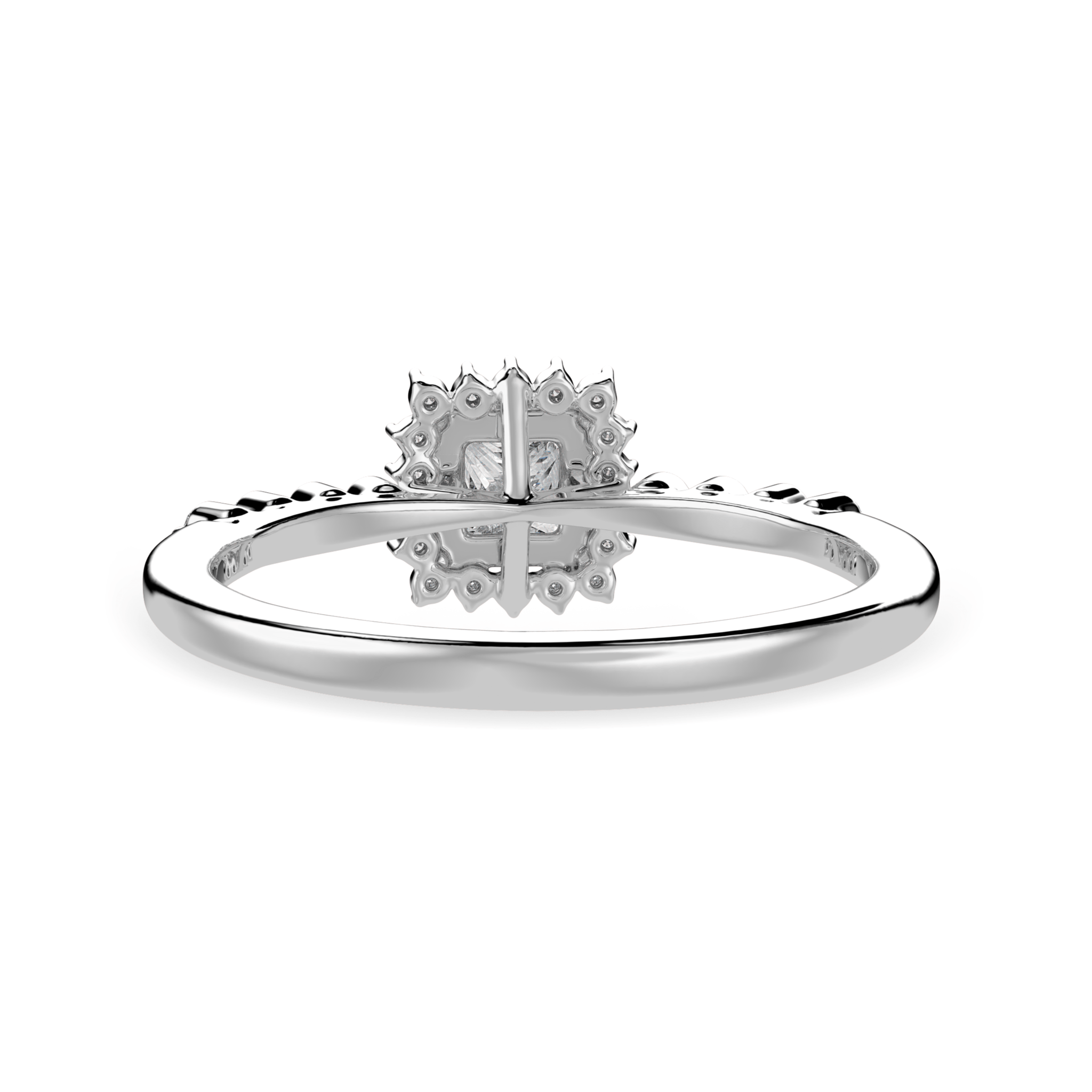 Jewelove™ Rings I VS / Women's Band only 30-Pointer Princess Cut Solitaire Halo Diamond Shank Platinum Ring JL PT 1248