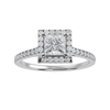 Jewelove™ Rings I VS / Women's Band only 30-Pointer Princess Cut Solitaire Halo Diamond Shank Platinum Ring JL PT 1293