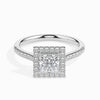 Jewelove™ Rings I VS / Women's Band only 30-Pointer Princess Cut Solitaire Halo Diamond Shank Platinum Ring JL PT 19032
