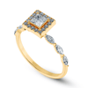 Jewelove™ Rings Women's Band only / VS I 30-Pointer Princess Cut Solitaire Halo Diamond with Marquise Cut Diamond Accents 18K Yellow Gold Ring JL AU 1277Y