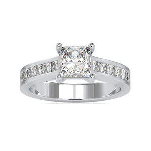 30-Pointer Princess Cut Solitaire Platinum Diamond Shank Ring JL PT 0057-A