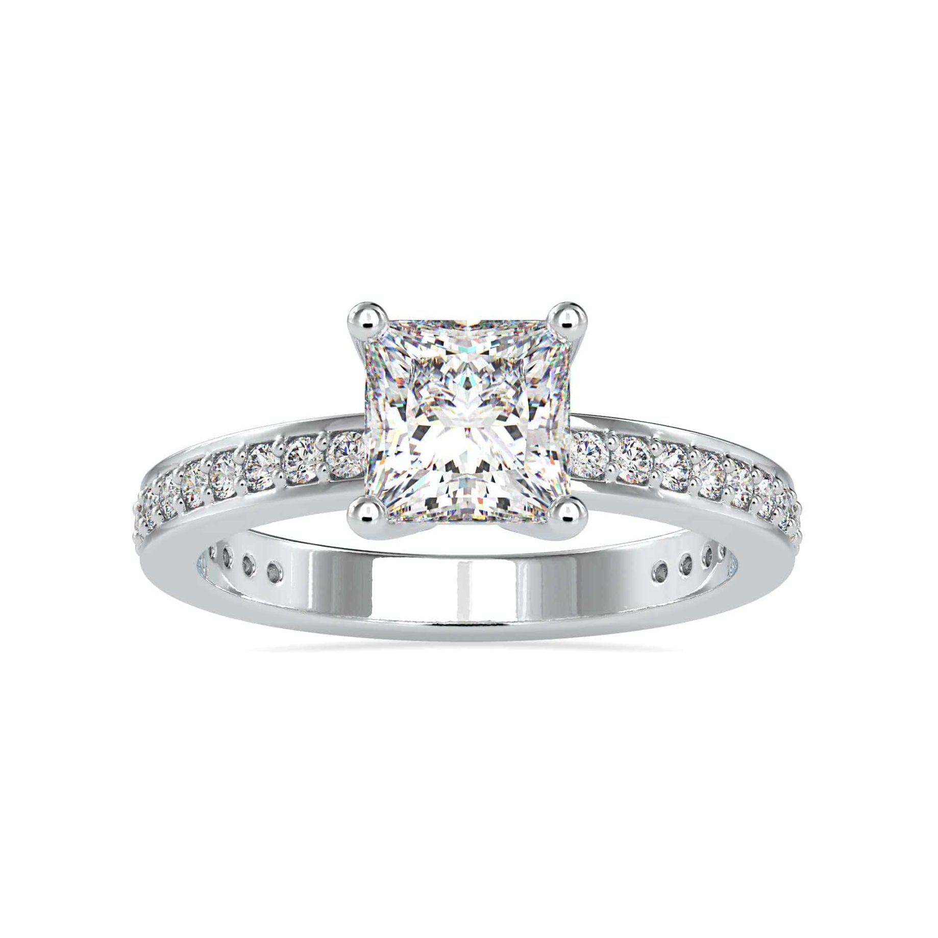 Jewelove™ Rings VS I / Women's Band only 30-Pointer Princess Cut Solitaire Platinum Diamond Shank Ring JL PT 0155