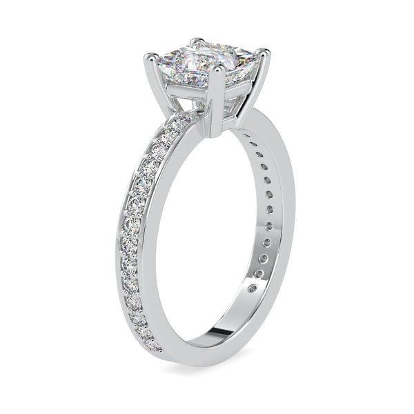 Jewelove™ Rings VS I / Women's Band only 30-Pointer Princess Cut Solitaire Platinum Diamond Shank Ring JL PT 0155