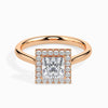 Jewelove™ Rings Women's Band only / VS I 30-Pointer Princess Cut Solitaire Square Halo Diamond 18K Rose Gold Ring JL AU 19022R