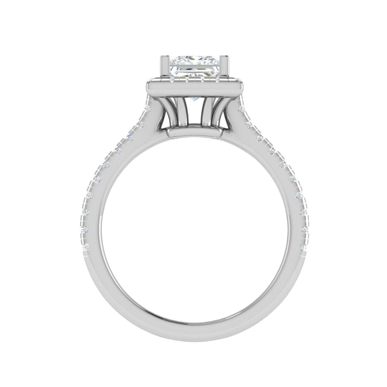 Jewelove™ Rings VVS GH / Women's Band only 30-Pointer Princess Cut Solitaire Square Halo Diamond Shank Platinum Ring JL PT RH PR 130