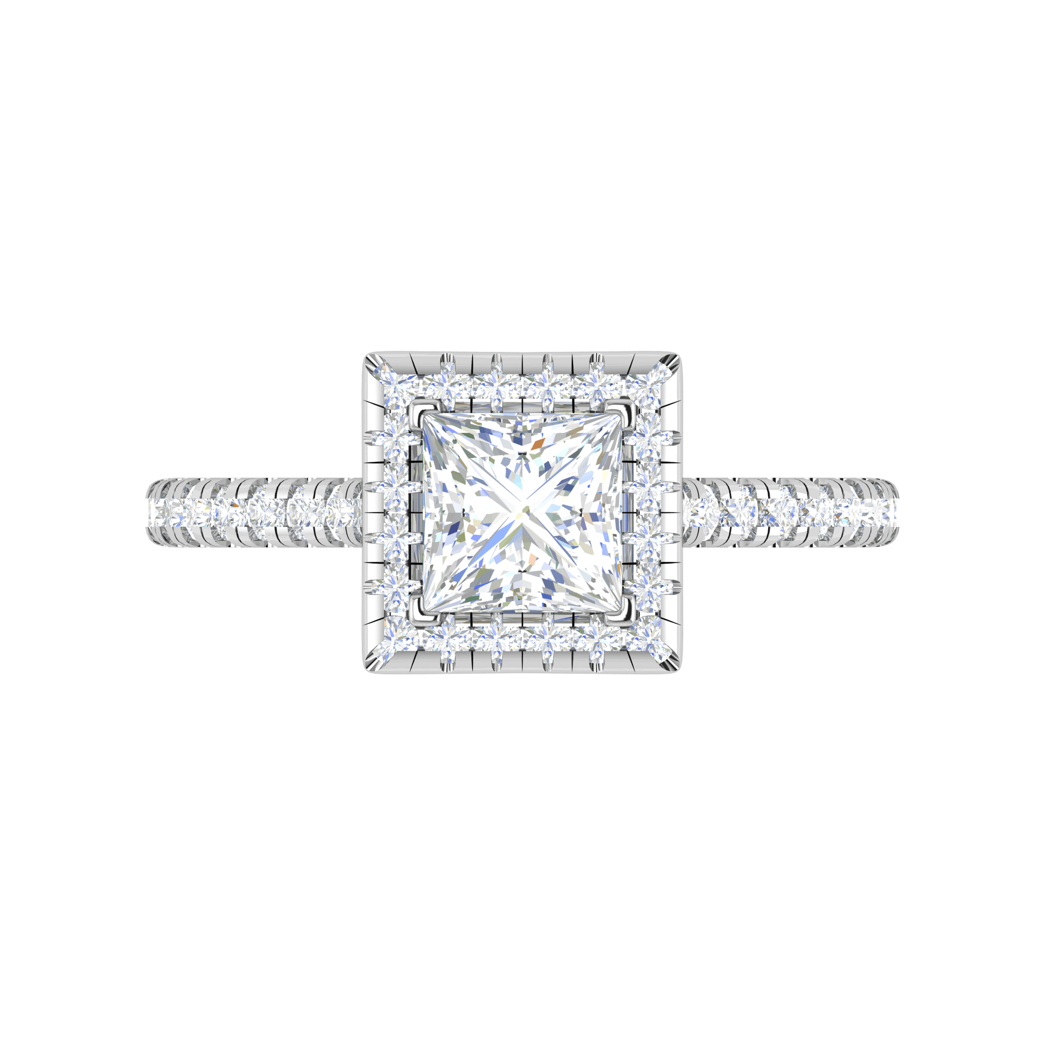 Jewelove™ Rings VVS GH / Women's Band only 30-Pointer Princess Cut Solitaire Square Halo Diamond Shank Platinum Ring JL PT RH PR 130