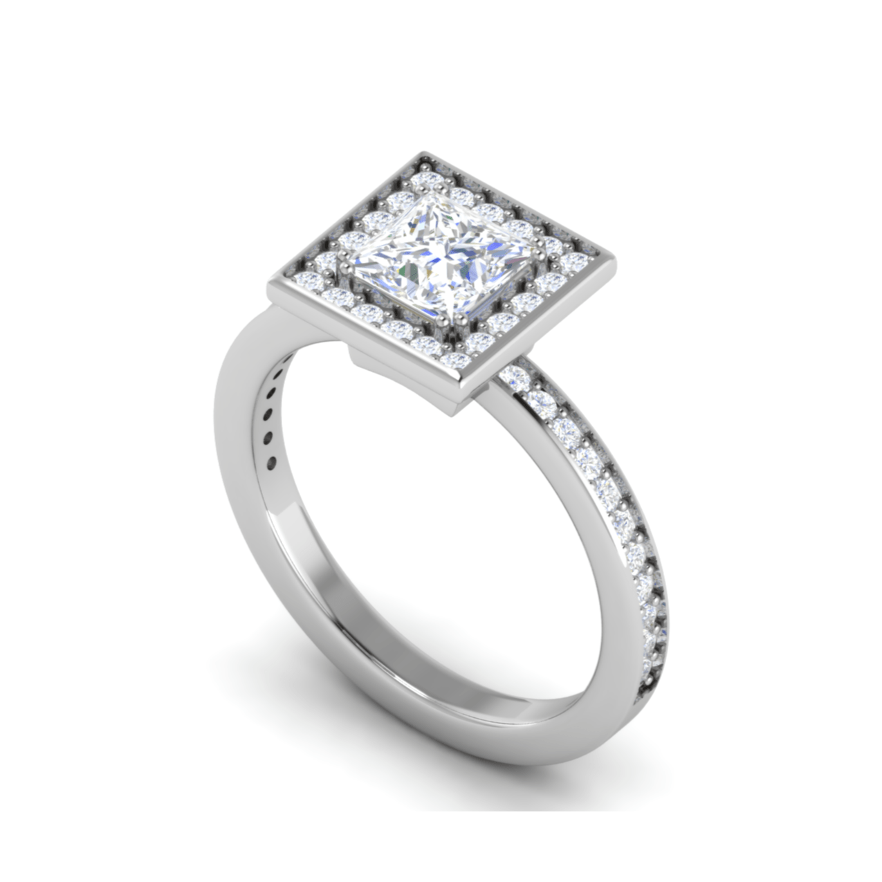 Jewelove™ Rings I VS / Women's Band only 30-Pointer Princess Cut Solitaire Square Halo Diamond Shank Platinum Ring JL PT RH PR 167