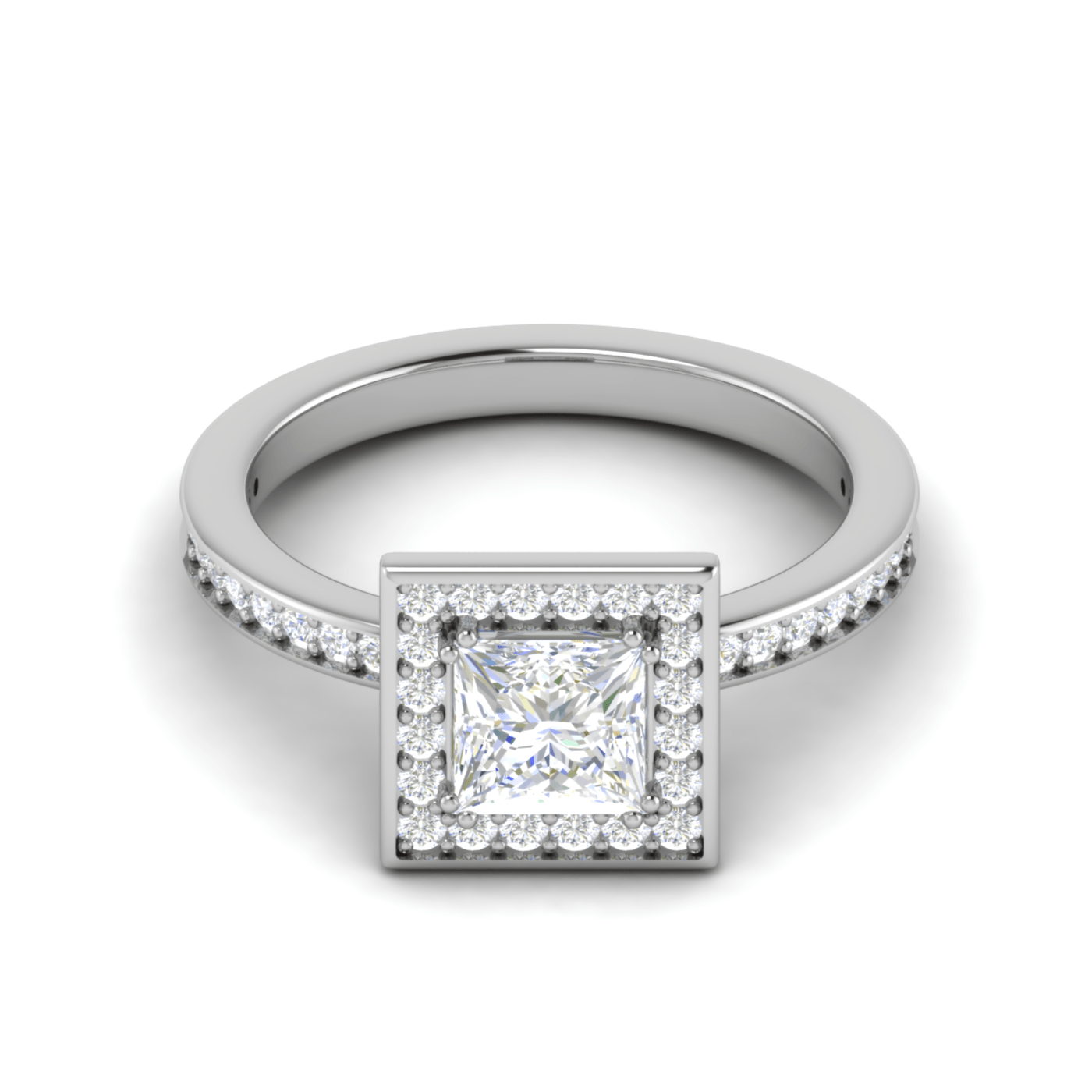 Jewelove™ Rings I VS / Women's Band only 30-Pointer Princess Cut Solitaire Square Halo Diamond Shank Platinum Ring JL PT RH PR 167