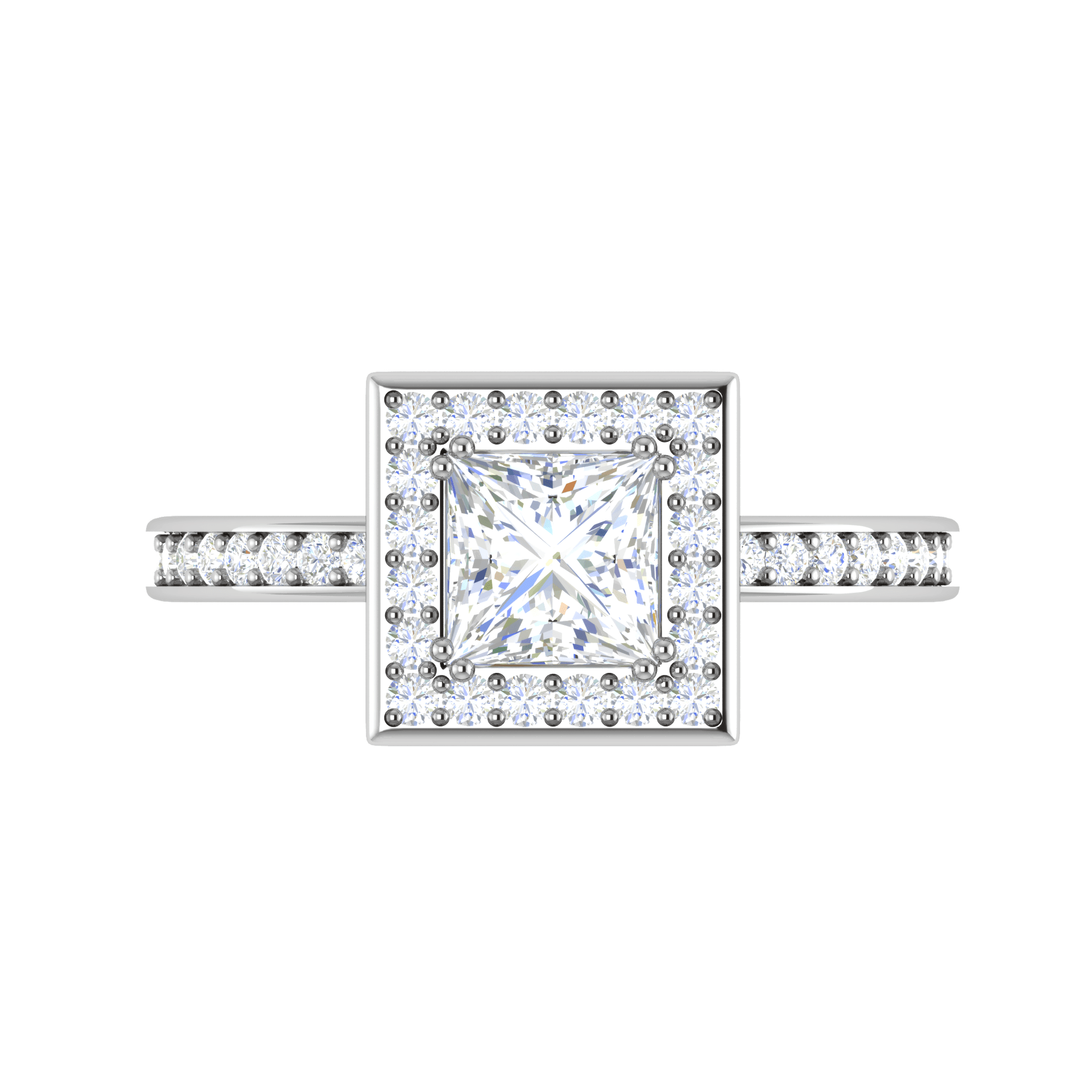 Jewelove™ Rings I VS / Women's Band only 30-Pointer Princess Cut Solitaire Square Halo Diamond Shank Platinum Ring JL PT RH PR 167