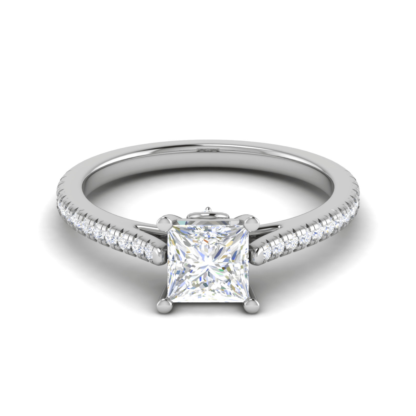 Jewelove™ Rings I VS / Women's Band only 30-Pointer Princess Cut Solitaire with Diamond Shank Platinum Ring JL PT RC PR 166