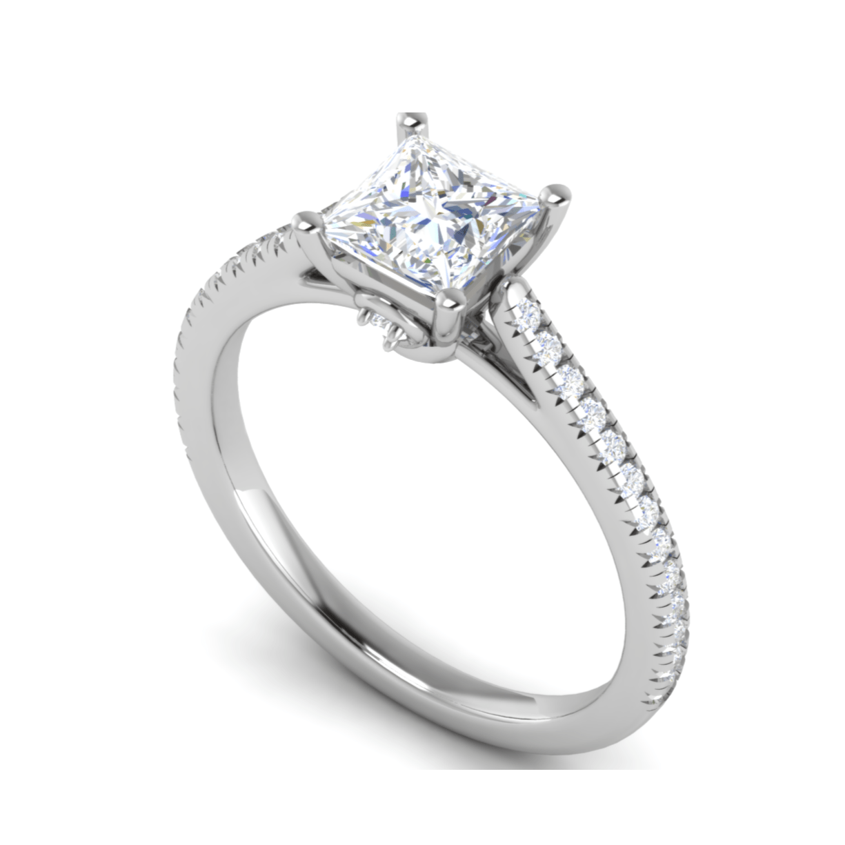 Jewelove™ Rings I VS / Women's Band only 30-Pointer Princess Cut Solitaire with Diamond Shank Platinum Ring JL PT RC PR 166
