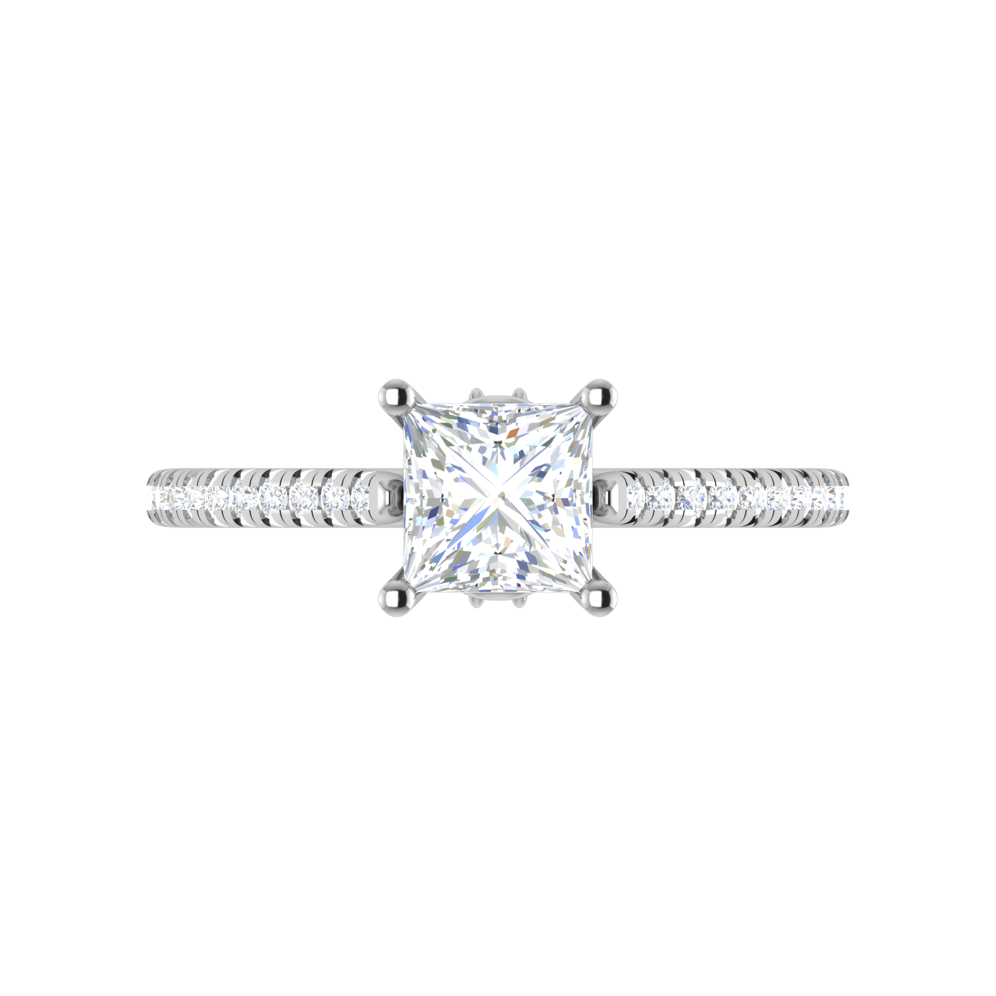 Jewelove™ Rings I VS / Women's Band only 30-Pointer Princess Cut Solitaire with Diamond Shank Platinum Ring JL PT RC PR 166